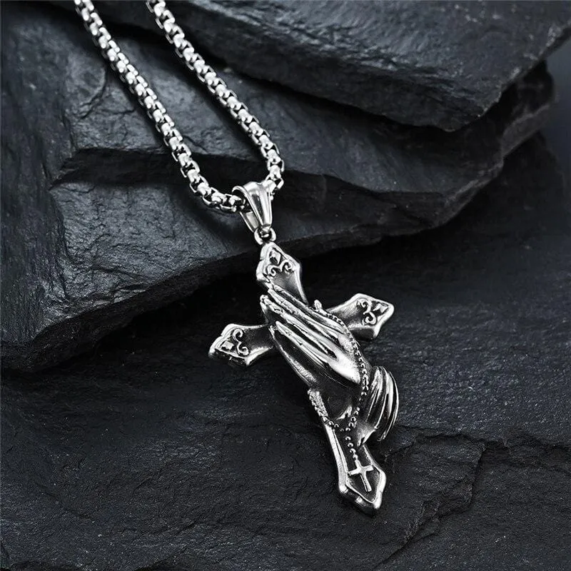 Men's Christian Necklace <br> Prayer Hands