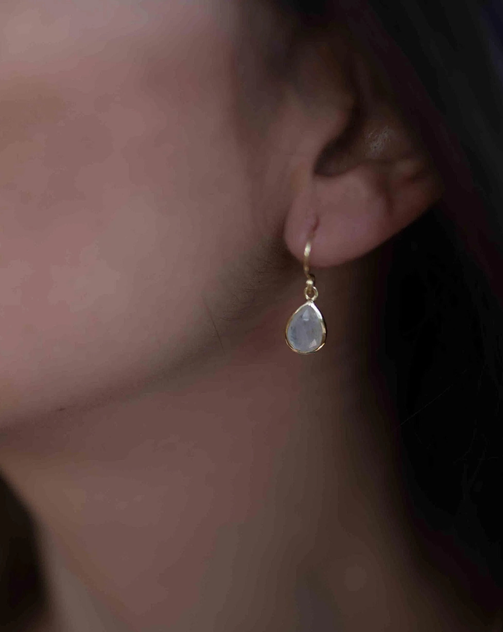 Moonstone Tear Drop Earrings ~ Gold Plated ~ ME188