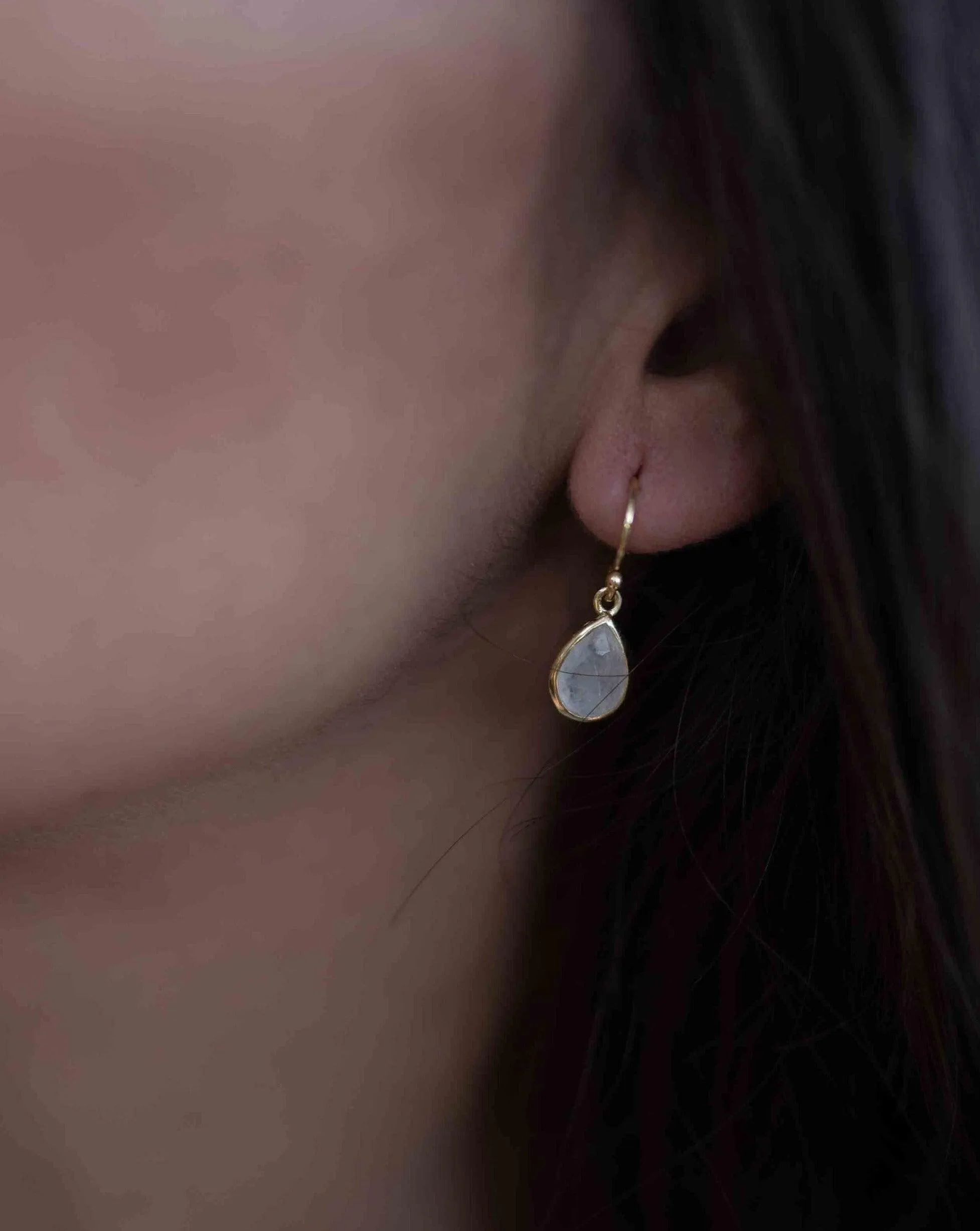 Moonstone Tear Drop Earrings ~ Gold Plated ~ ME188
