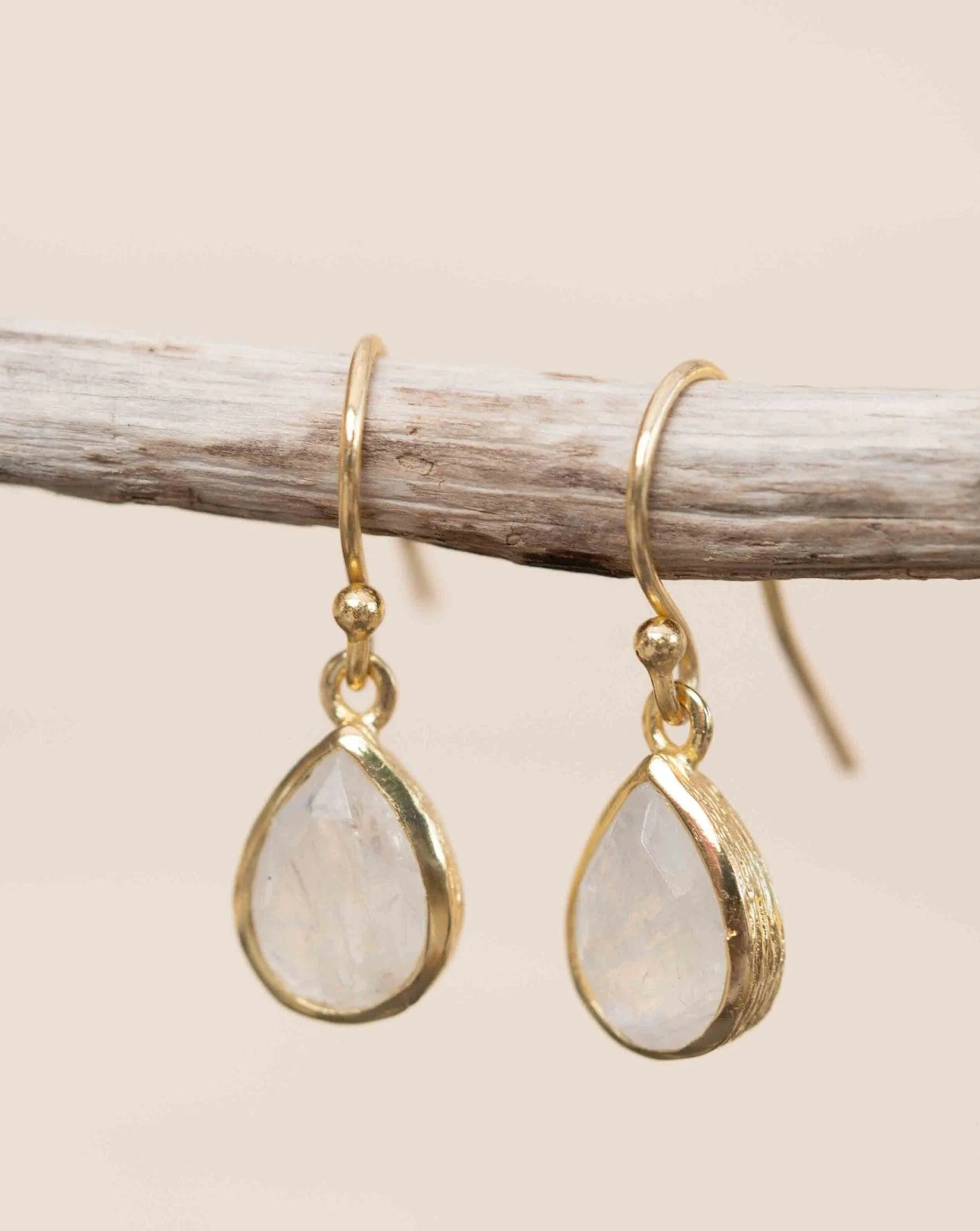 Moonstone Tear Drop Earrings ~ Gold Plated ~ ME188