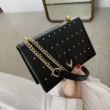 MSGHER Mini Shoulder Bags Women Plaid Chain Small Square