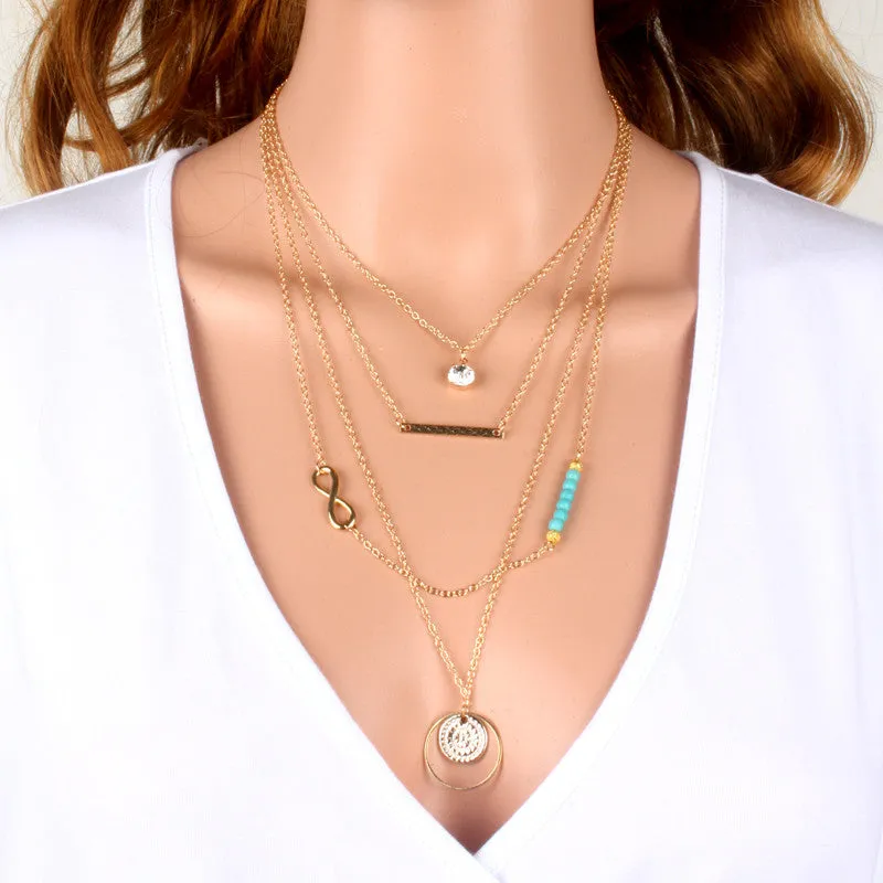 Multilayer necklace fashion accessories gold cross popular maxi female long chain necklaces & pendants statement women jewelry
