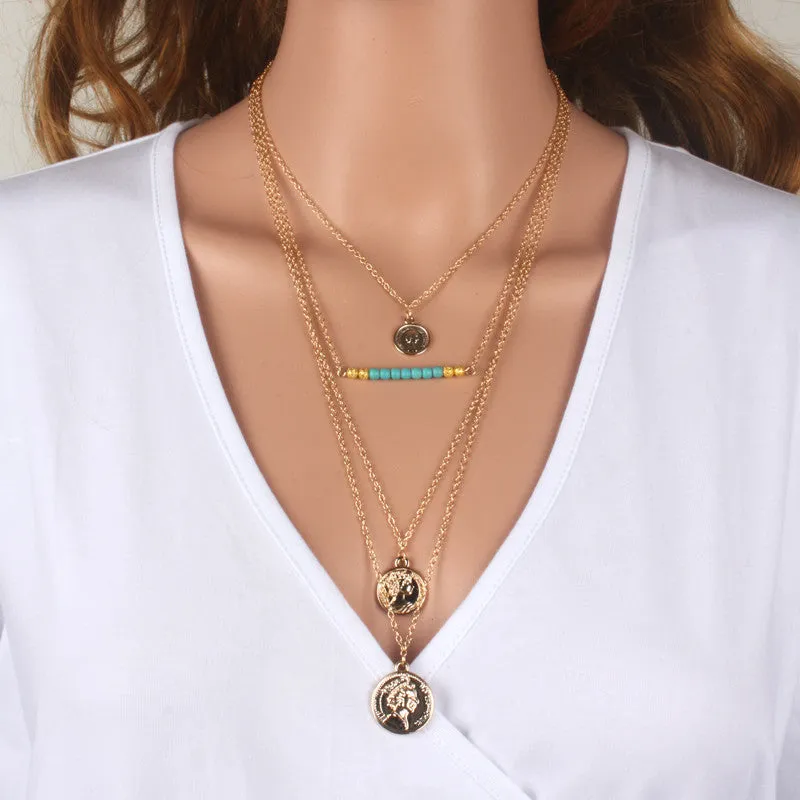 Multilayer necklace fashion accessories gold cross popular maxi female long chain necklaces & pendants statement women jewelry