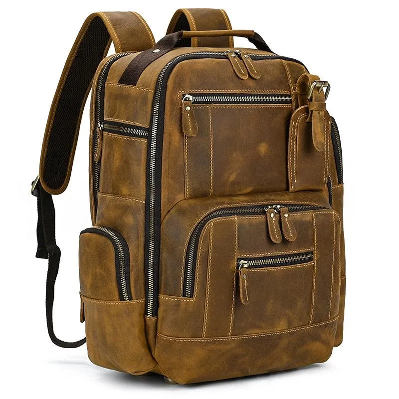 Multipocket Large Capacity Leather Backpacks
