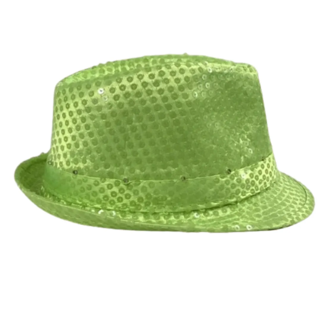 Neon Yellow LED Fedora with 14 White Lights (Each)