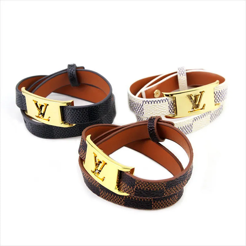 New Fashion 16 Design Famous Brand Bracelet Bangle Designer Letter Wrap Leather Bracelet For Women Man Pulseiras