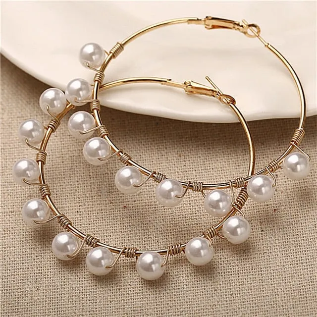 Pearl Hoop Earrings