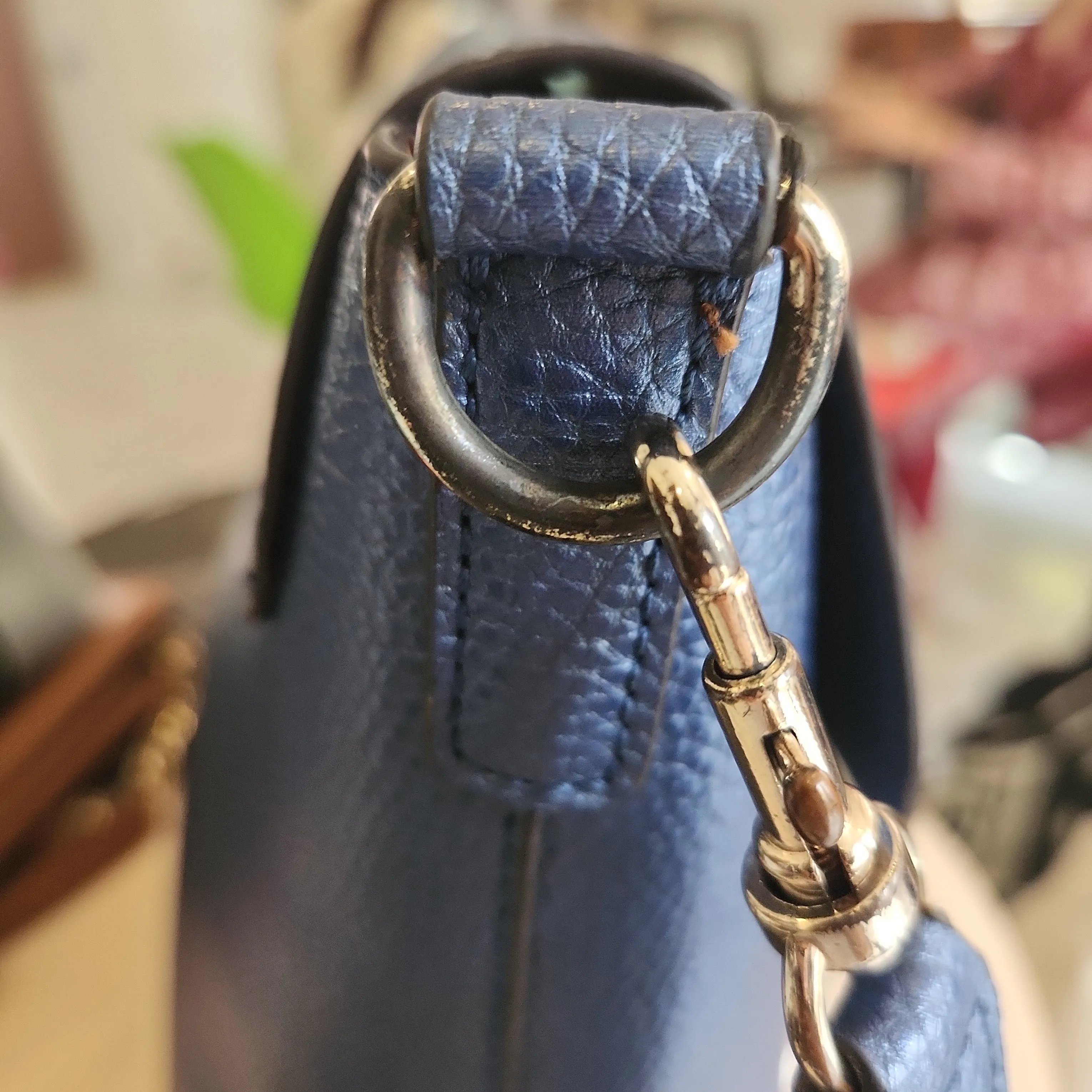 Pre-Loved Treasures - Guess Metallic Blue Pebbled Leatherette Large Crossbody Bag