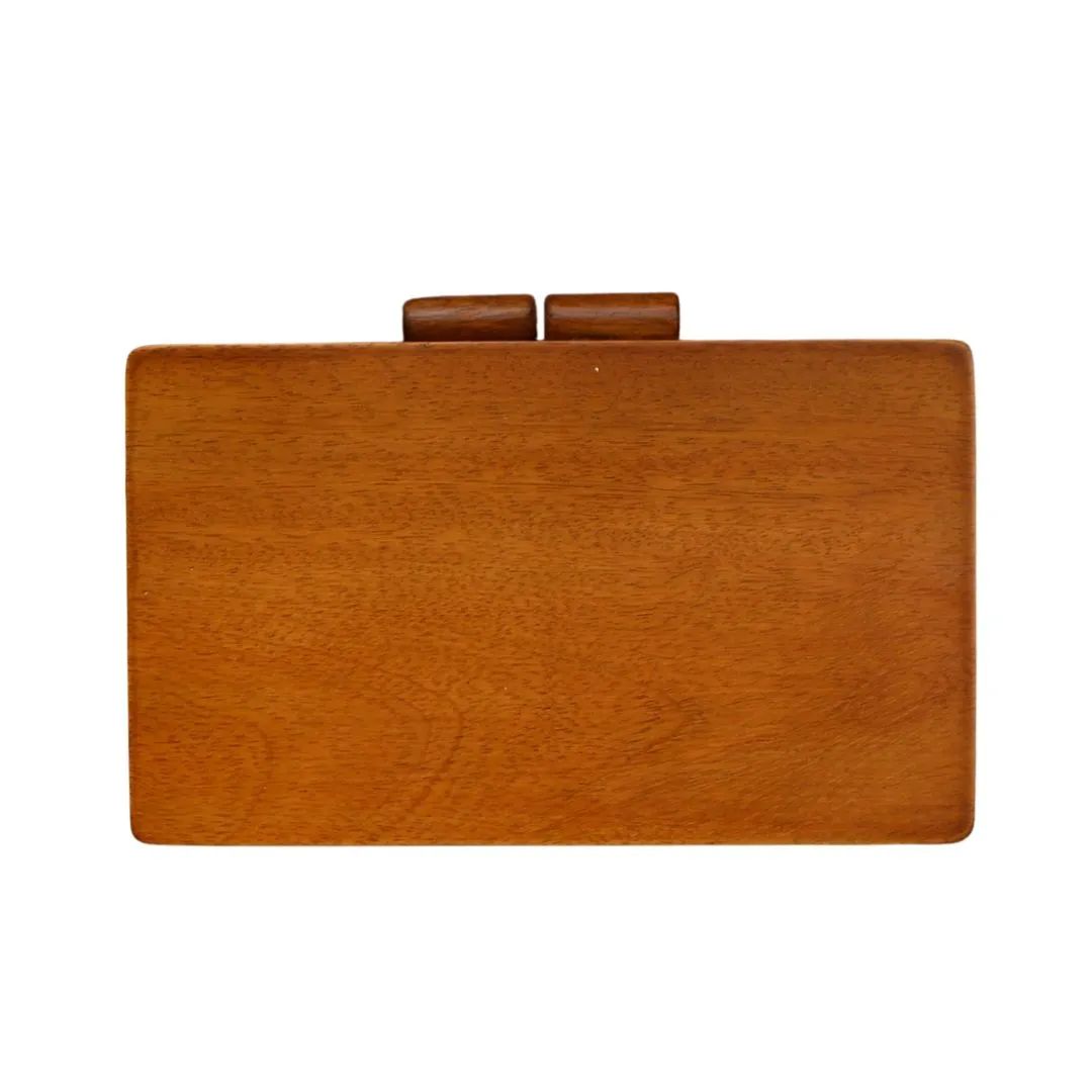 Printed Fabric Wooden Box Clutch