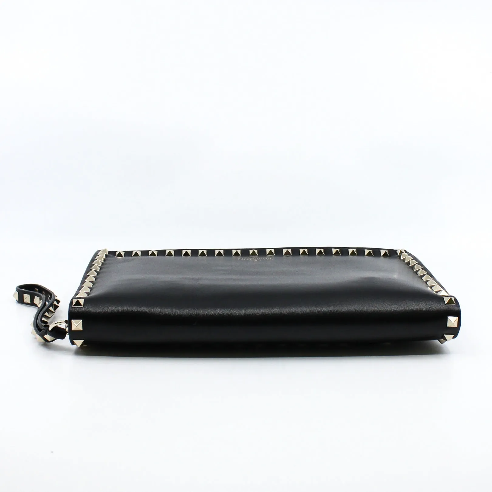 Rockstud Flap Clutch Leather Black GHW
