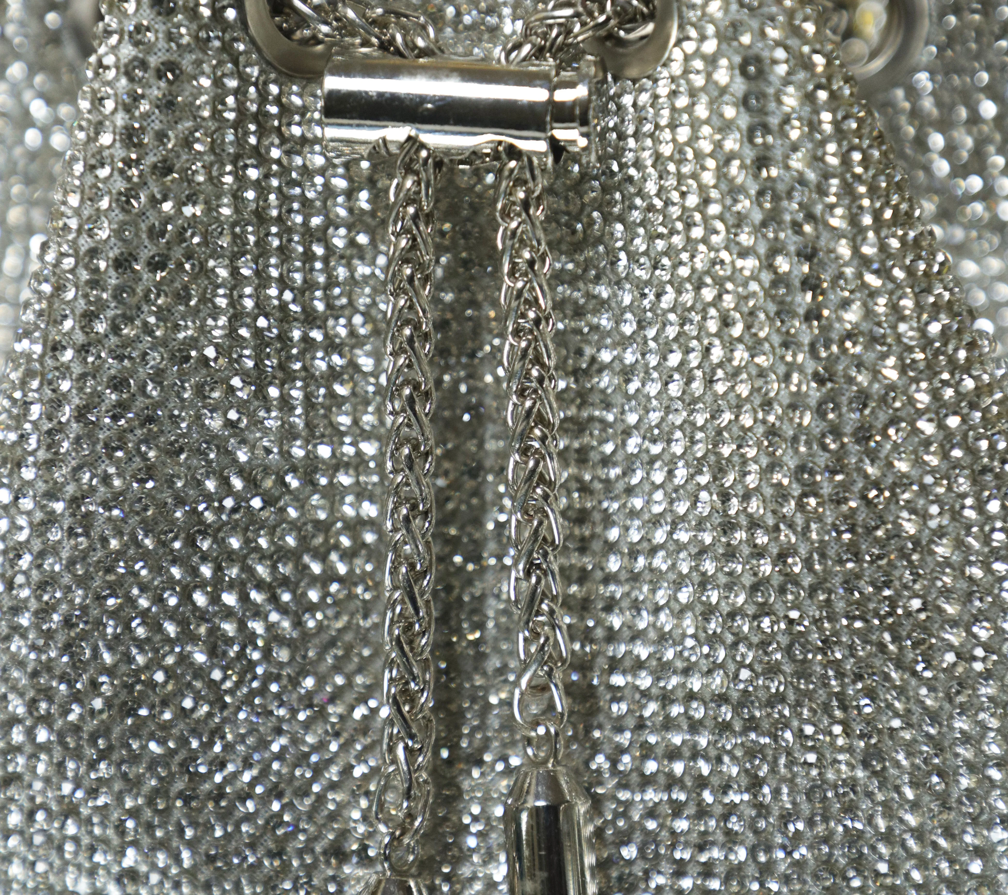 Silver Embellished Bucket Bag with Detachable Sling