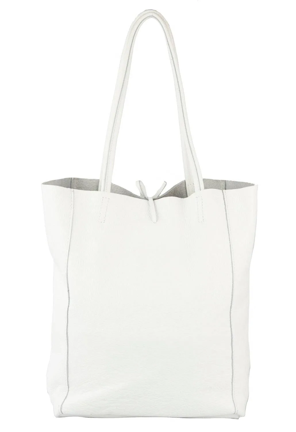 Tan Genuine Leather Handbag Shopping Bag Handmade In Italy