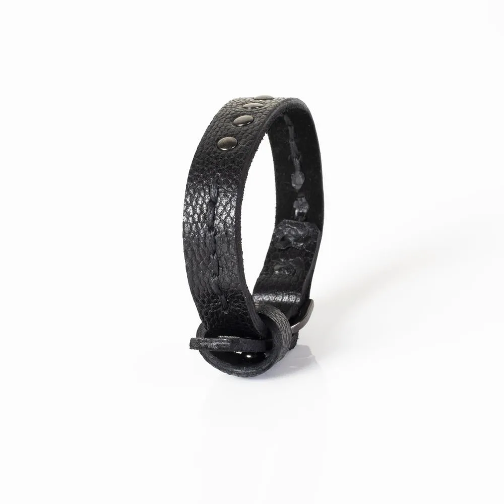 The Minimalist Stitched Black Leather Bracelet