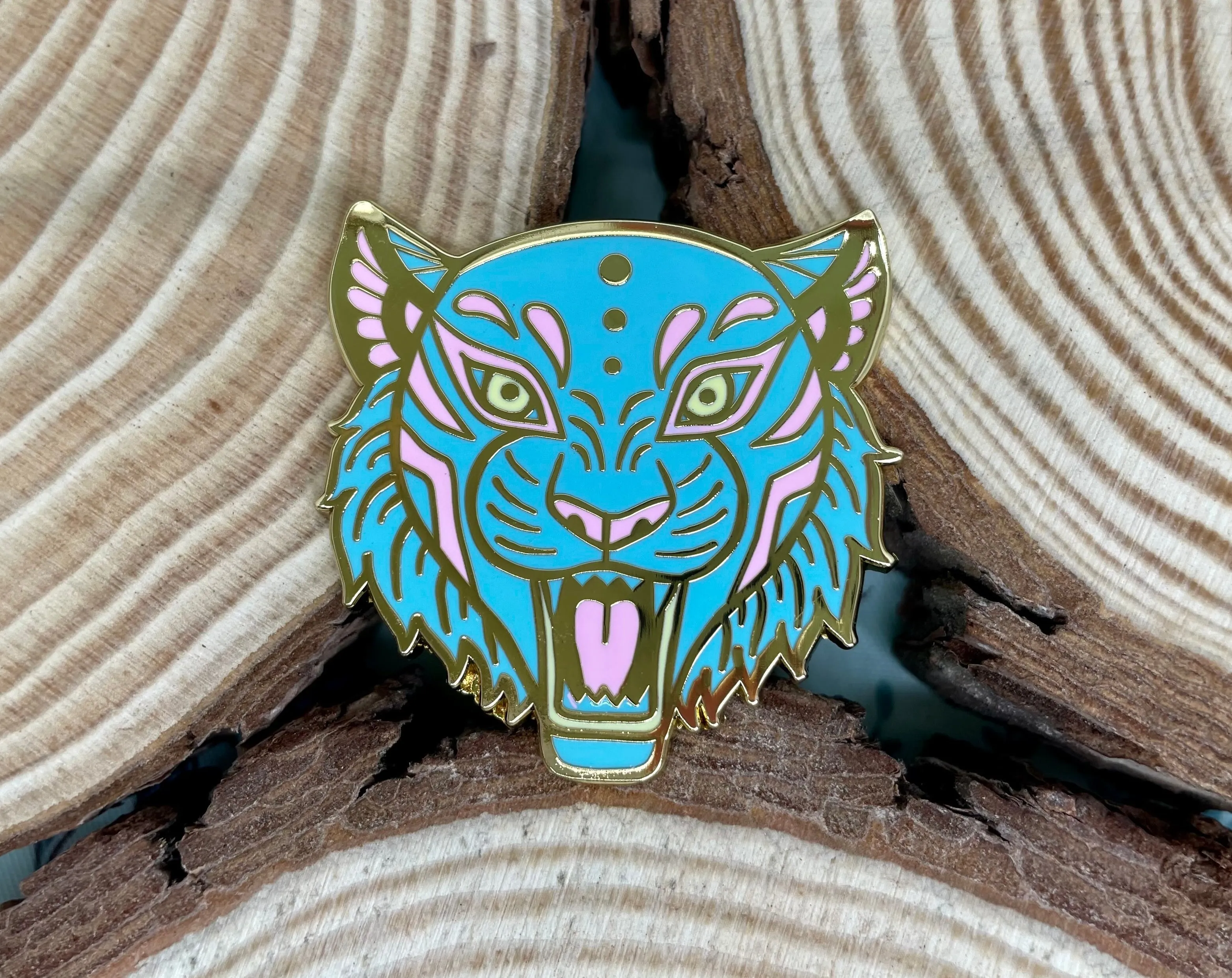 Tiger Enamel Pin (Blue & Pink)