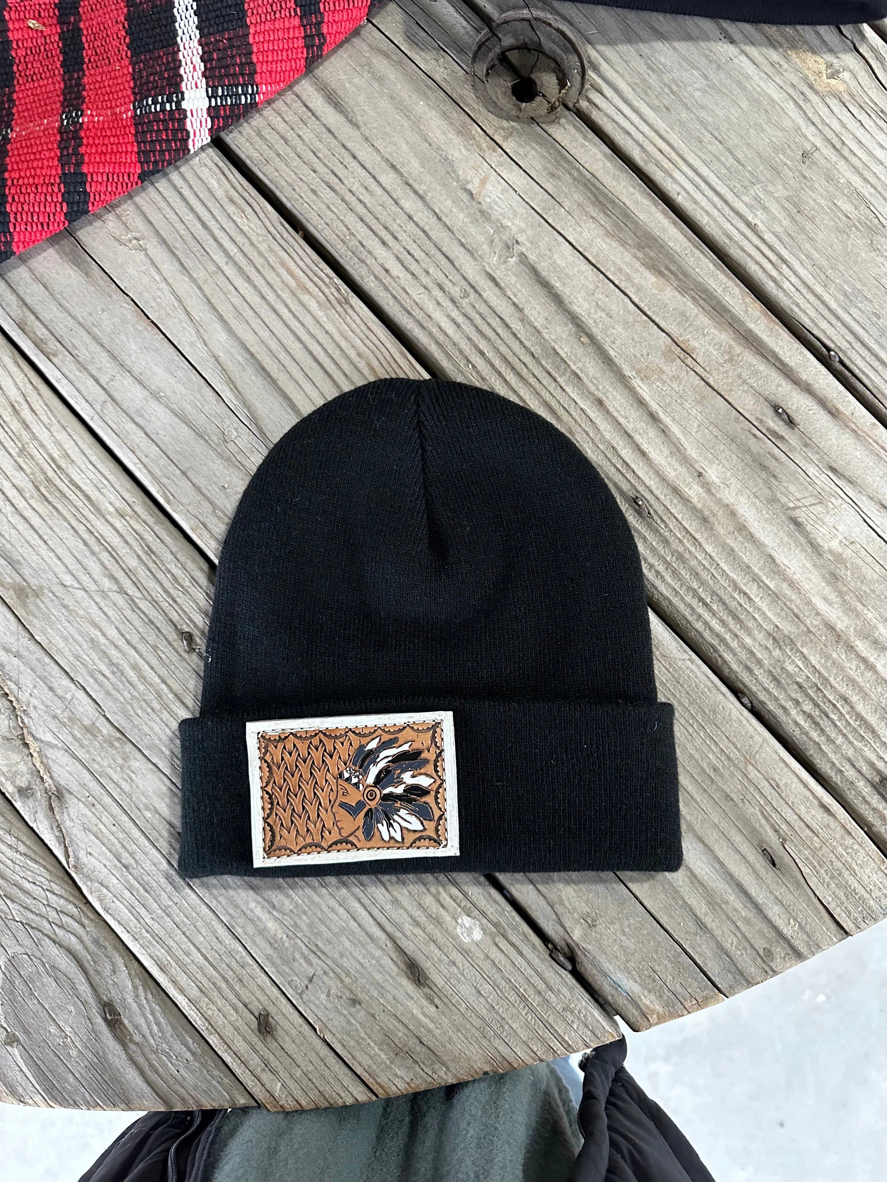 Tooled Leather Beanies
