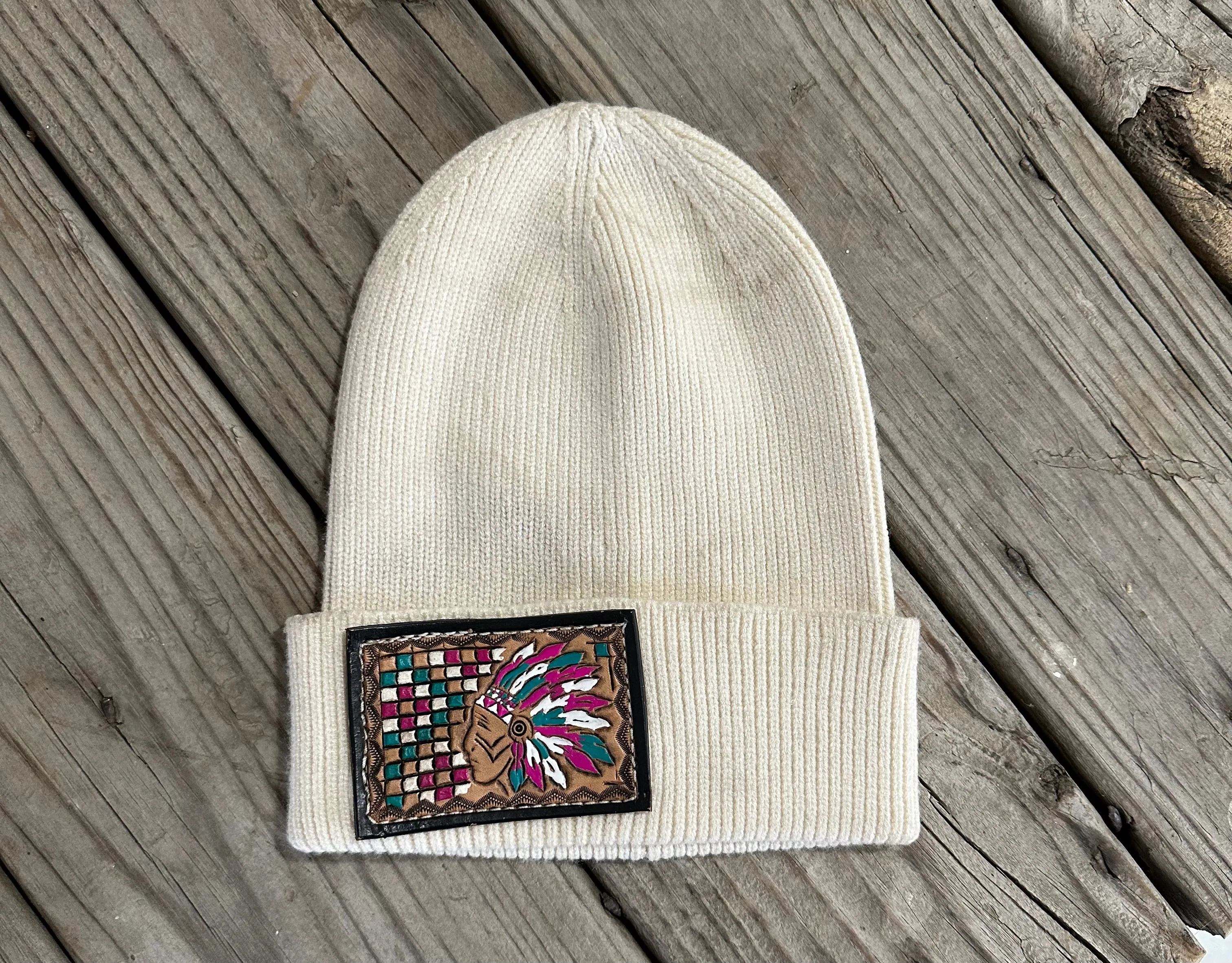 Tooled Leather Beanies