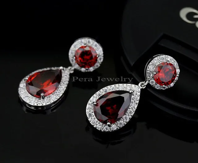 Top Quality Long Tear Drop Silver Color Cubic Zirconia Stone Big Round Dangling Earrings Jewelry For Women