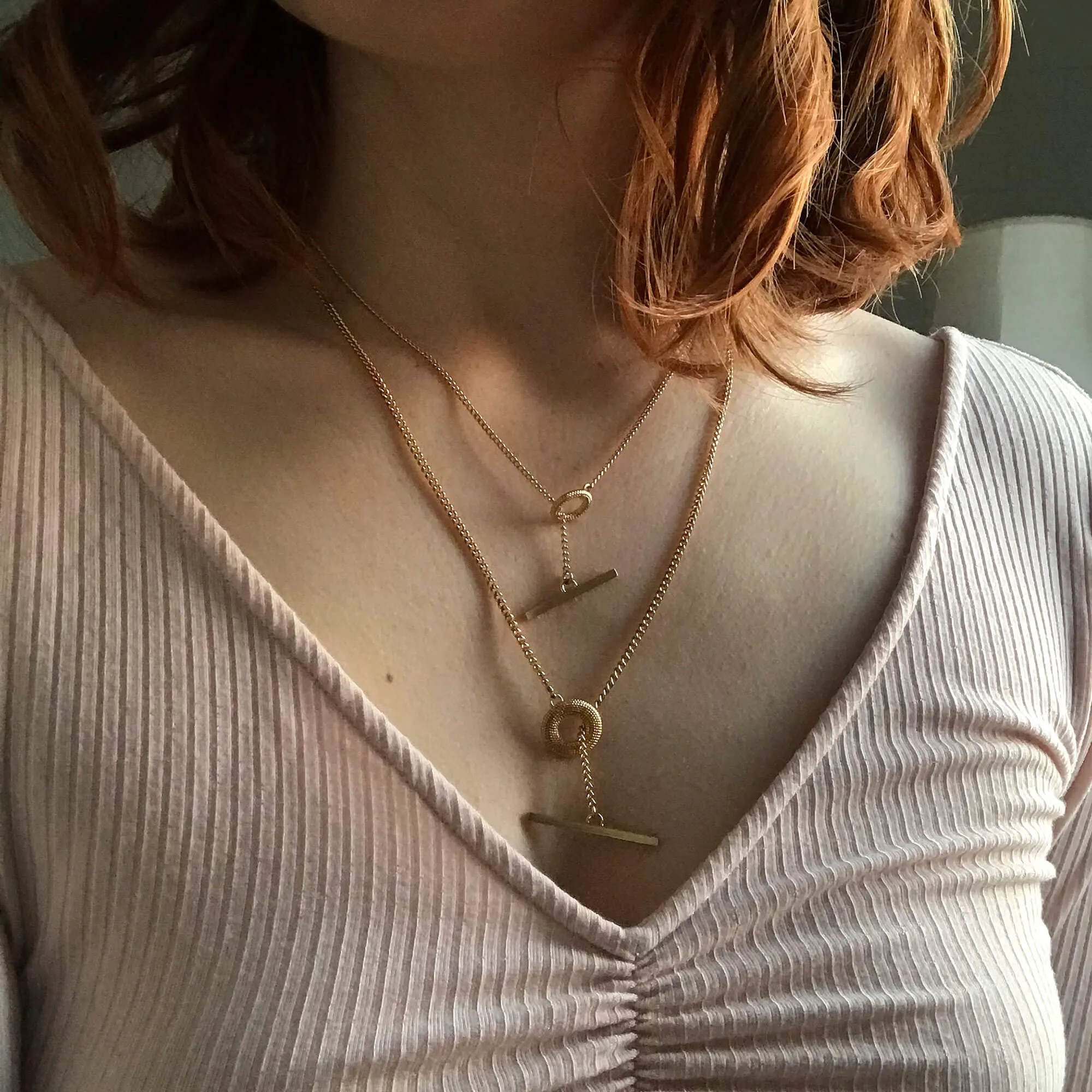 Tyro Silver & Gold T Bar Necklace