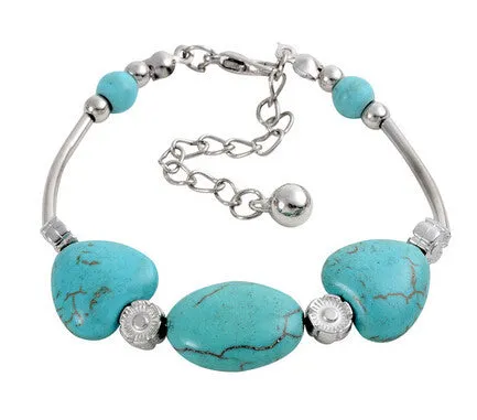 Vintage Tibetan Silver beaded Turquoise Heart Skull Elephant Cross 15 Style U Pick Adjustable Chain Wrap Bracelet Bangle Jewelry