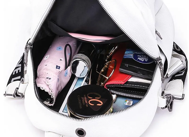 Women's Summer Leather Backpack With Elephant Print