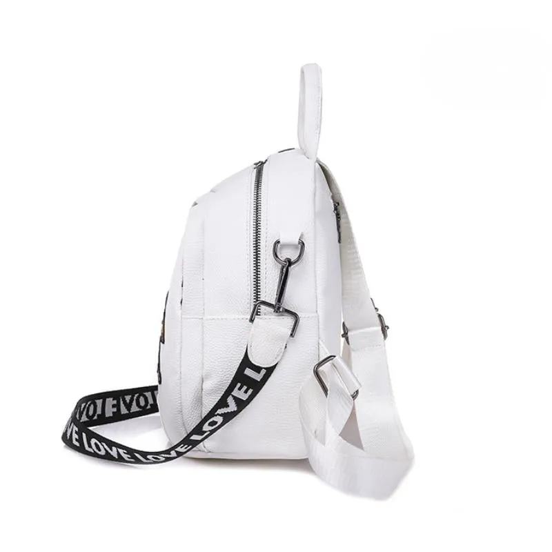 Women's Summer Leather Backpack With Elephant Print