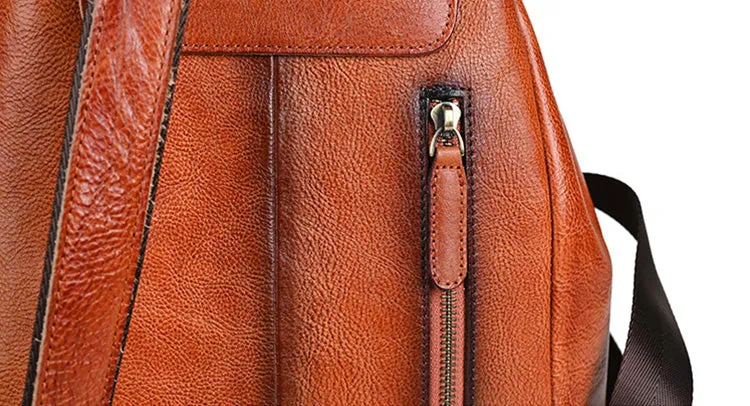 Womens Vintage Leather Backpack Puese Brown Leather Backpack
